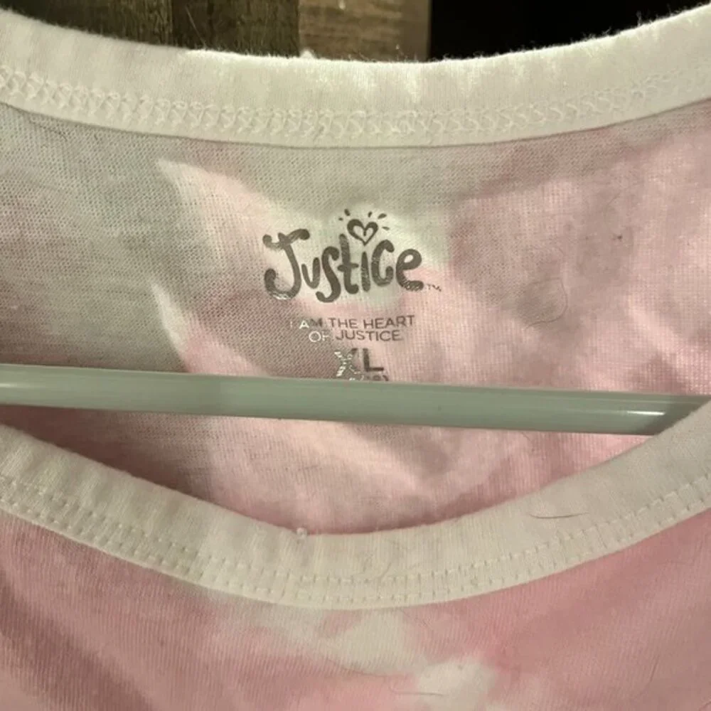 Justice We All Belong Pink Tie Dye Crop Tee Girls XL‎